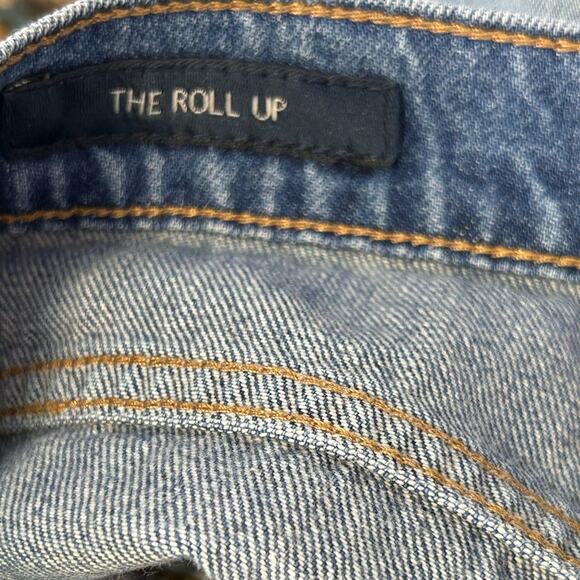 Lucky Brand Roll Up Denim Shorts Distressed High Rise Blue Boho Size 12 / 31 - Picture 5 of 13